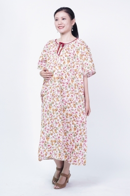 Piyama Talisa Daster Tidur Full Kancing Motif Rose - DS 516